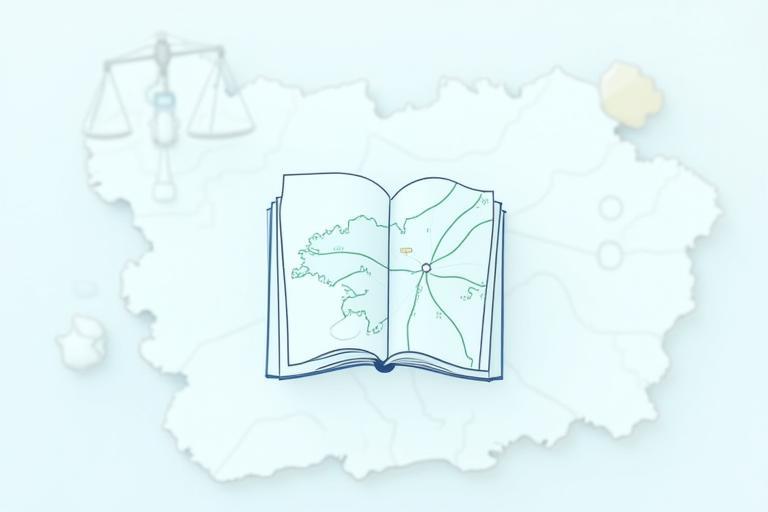Obrázek zákona a mapy, symbolizující legislativní poradenství.